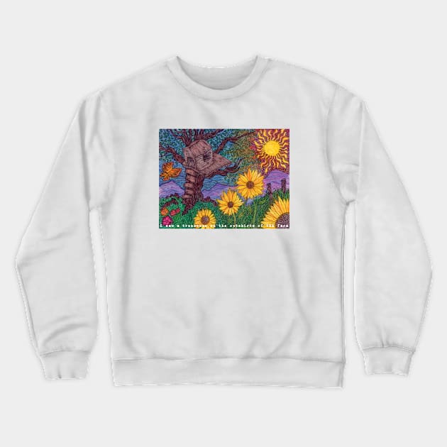 REM Driver 8 - I saw a Treehouse on the Outskirts of the Farm Crewneck Sweatshirt by Christopher's Doodles
